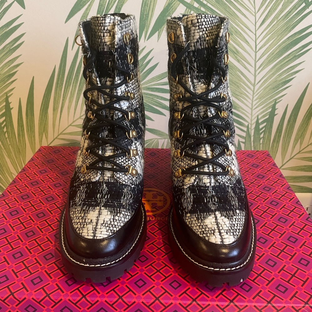 Tory Burch Tweed Miller Lace-Up combat boots - Sold Out!!